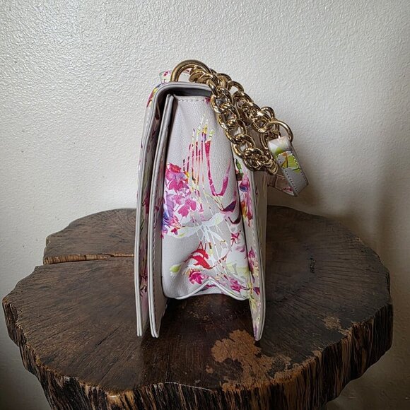 INC Sibbell Floral Faux Leather Envelope Shoulder Bag Clutch Gold Chain - Picture 11 of 16